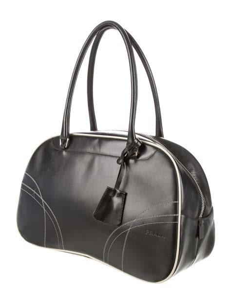 prada vintage bowling bag|Prada leather bowling bag.